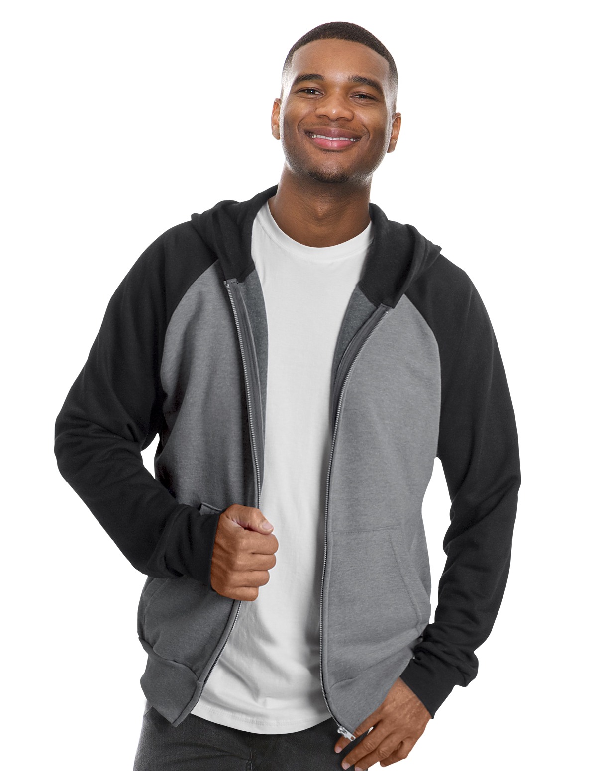 Hooded full zip and raglan sleeve sweater unisex