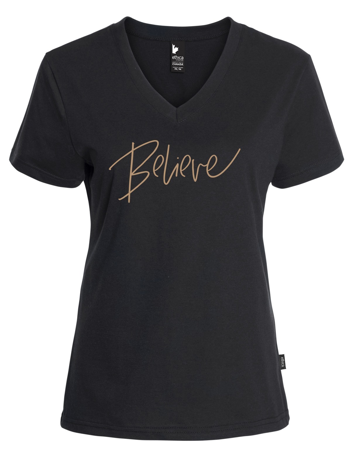 V neck t-shirt - Believe - For women - ethica