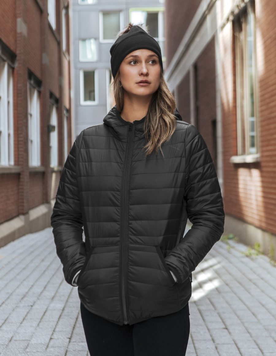 Hooded quilted jacket women